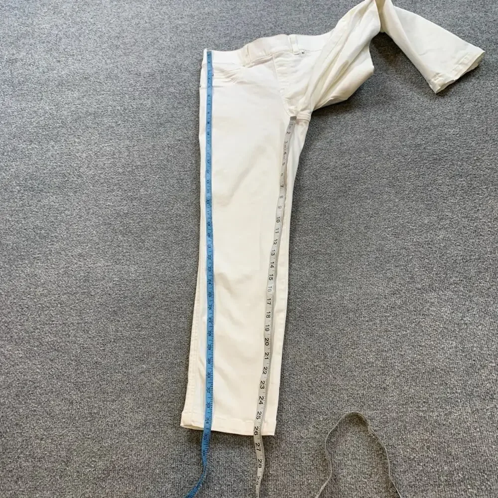 Spanx Jeans Womens S Small White Denim Pull On Crop Straight Mid Rise Stretch